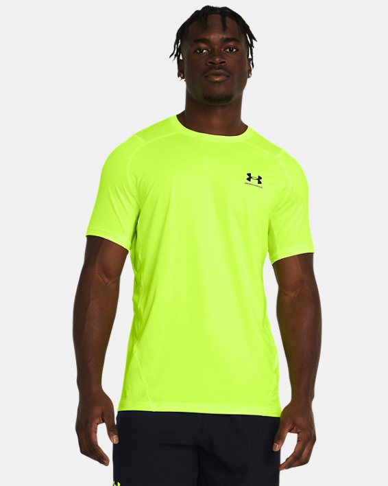 Męska koszulka z krótkim rękawem HeatGear® Fitted, Yellow, pdpMainDesktop image number 0
